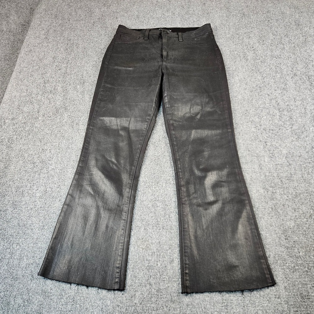 Just Black‎ Denim Coated Flare Jeans Black Raw Hem BP393J-C Size 29 Made in USA